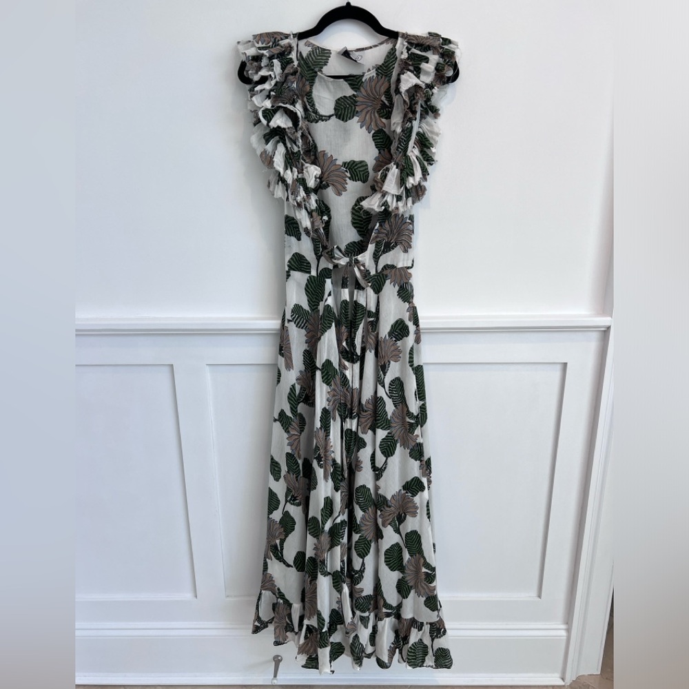 Floral printed linen maxi summer dress